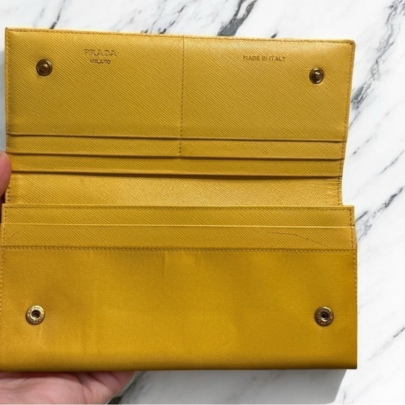PRADA Authentic Giallo Tessuto Nylon Wallet on detachable Gold White Rope Chain - Picture 10 of 17